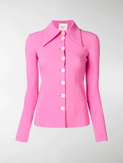 Shop A.w.a.k.e. Oversized Pointed Collar Shirt In Pink