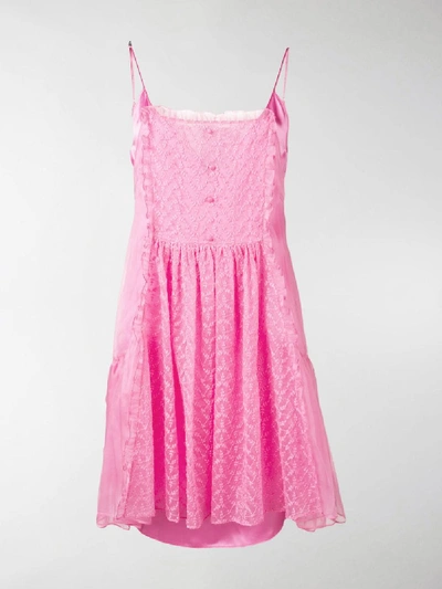 Shop Stella Mccartney Lace Panel Slip Dress In Pink