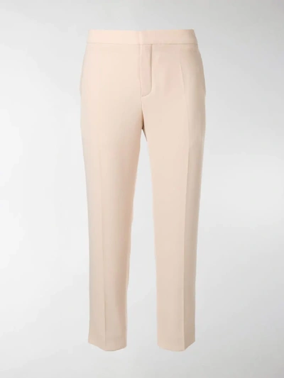 Shop Chloé Mid-rise Cropped Trousers In Neutrals