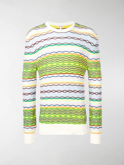 Shop Loewe Striped Sweater In Yellow