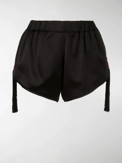 Shop Saint Laurent Beaded Fringed Star Shorts In Black