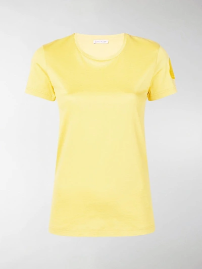 Shop Moncler Logo Patch T-shirt In Yellow