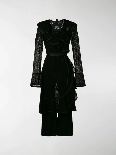 Shop Marc Jacobs The  Ruffle Dress W/jumpsuit Lining In Black