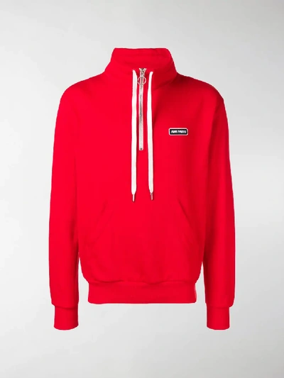 Shop Ami Alexandre Mattiussi Patch Half-zipped Sweatshirt In Red