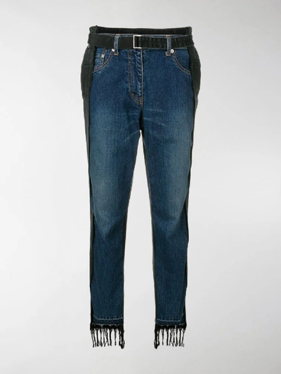 Shop Sacai Patchwork Boyfriend Jeans In Blue