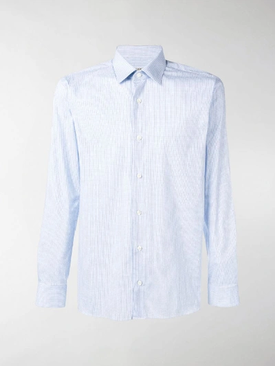 Shop Z Zegna Stretch Fit Check Shirt In Blue