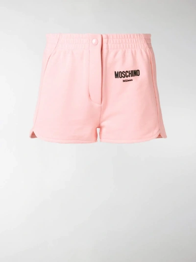 Shop Moschino Logo Sweat Shorts In Pink