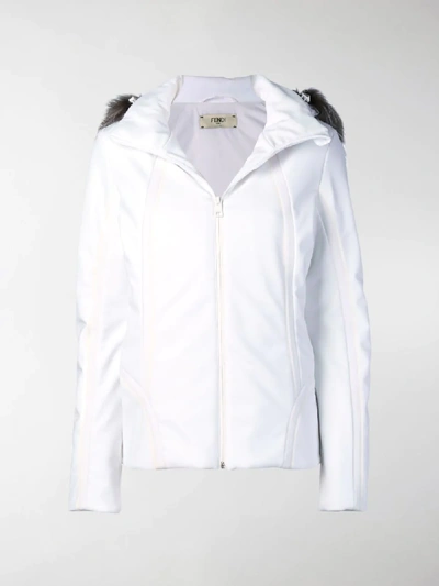 Shop Fendi Zipped Hooded Jacket In White