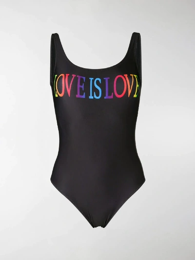 Shop Alberta Ferretti Love Is Love Swimsuit In Black