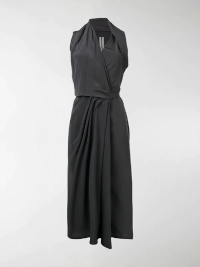 Shop Rick Owens Draped Silk Dress In Grey