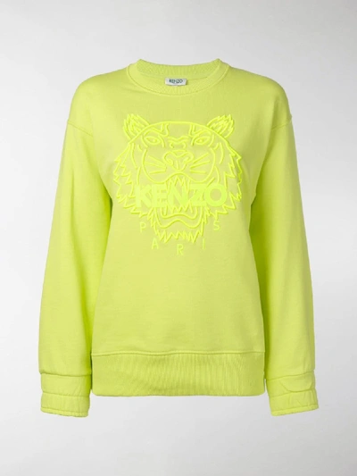 Shop Kenzo Tiger Logo Sweatshirt In Yellow