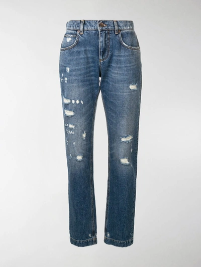 Shop Dolce & Gabbana Distressed Effect Jeans In Blue