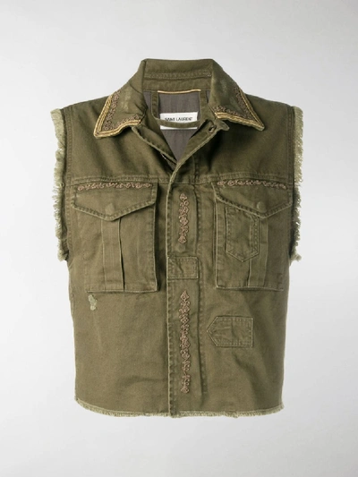 Shop Saint Laurent Military Gilet In Green