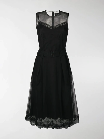 Shop Simone Rocha Belted Waist Tulle Dress In Black