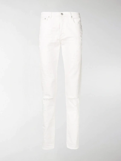 Shop Givenchy Distressed Straight-leg Jeans In White