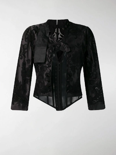 Shop Dolce & Gabbana Lace-embellished Corset Jacket In Black