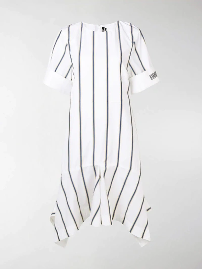 Shop Calvin Klein 205w39nyc Striped Asymmetric Dress In White