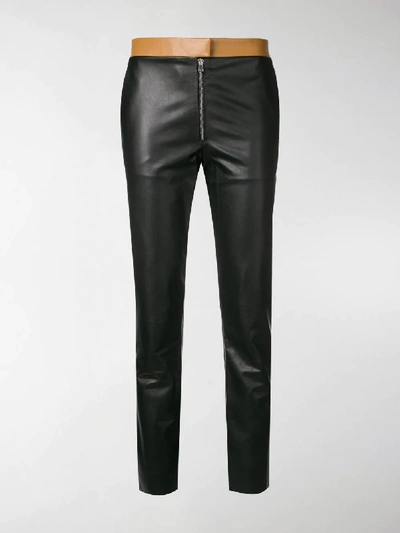Shop Victoria Beckham Two Tone Leather Trousers In Black