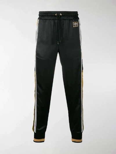 Shop Dolce & Gabbana Logo Stripe Track Pants In Black