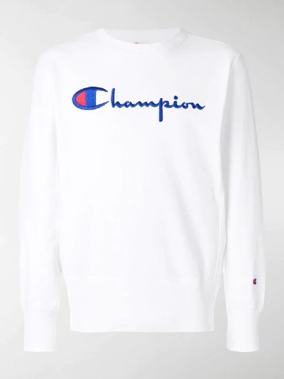 Shop Champion Logo-embroidered Sweatshirt In White