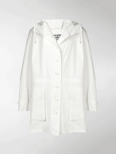 Shop Jacquemus Hooded Parka In White