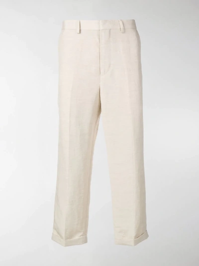 Shop Jacquemus Cropped Fold-up Trousers In Neutrals