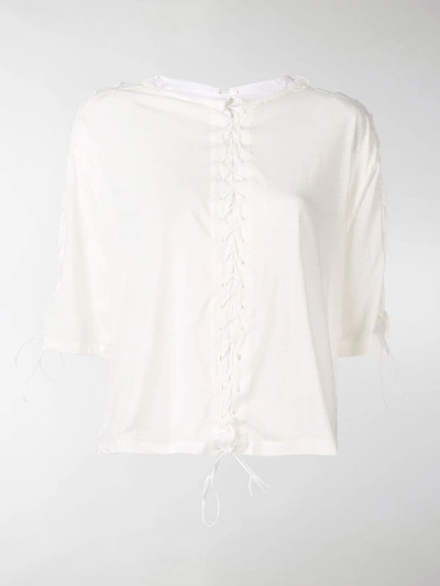 Shop Ben Taverniti Unravel Project Lace Up T-shirt In White