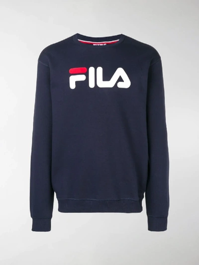 Shop Fila Logo Sweatshirt In Blue