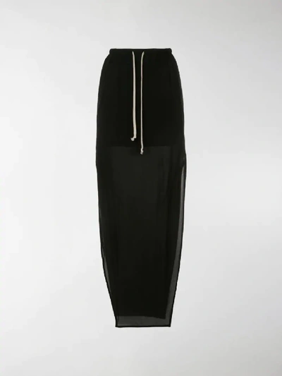 Shop Rick Owens Side-slit Drawstring Maxi Skirt In Black