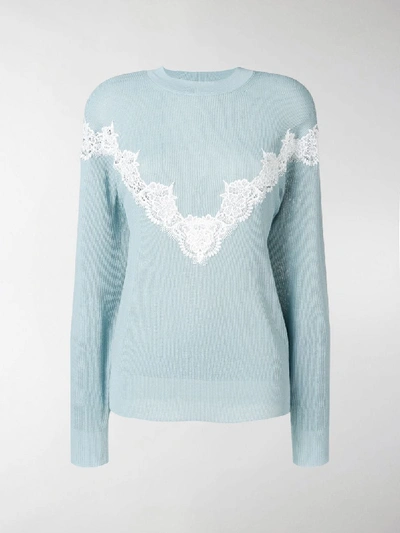 Shop See By Chloé Lace Trimmed Sweater In Blue