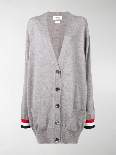 Shop Thom Browne Oversized Cardigan In Grey