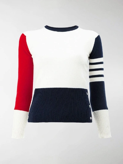 Shop Thom Browne Contrast Stripe Pullover In 960 Rwbwht