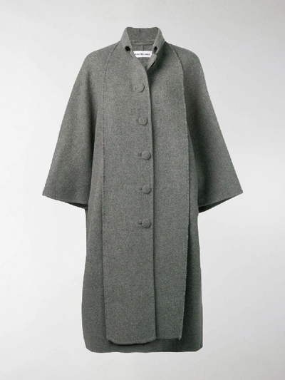 Shop Balenciaga Cristobal Coat In Grey