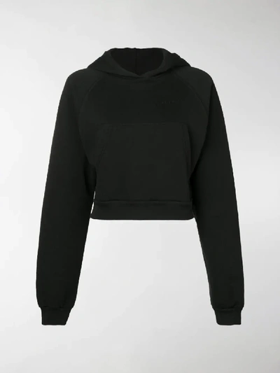 Shop Alyx Cropped Logo Hoodie In Black