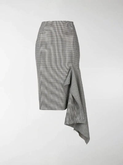 Shop Balenciaga Micro-check Pencil Skirt In Black