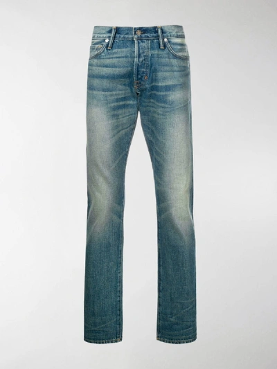 Shop Tom Ford Light-wash Fitted Jeans In Blue