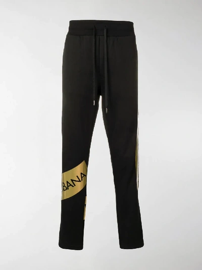 Shop Dolce & Gabbana Logo Stripe Track Pants In Black