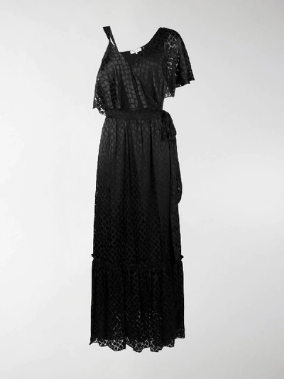 Shop Diane Von Furstenberg Asymmetric Sleeve Gown In Black