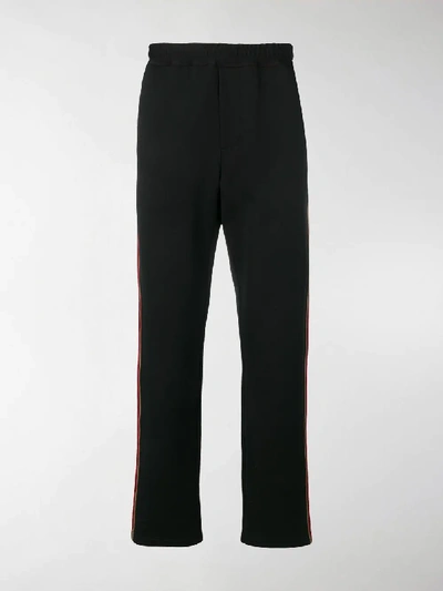 Shop Fendi Double F Logo Stripe Sweatpants In Black