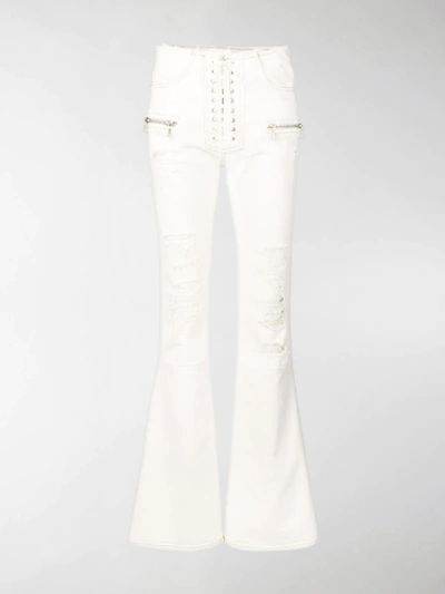Shop Ben Taverniti Unravel Project Distressed Flared Jeans In White