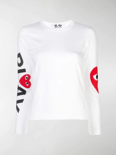 Shop Comme Des Garçons Play Big Heart Sleeve T-shirt In White