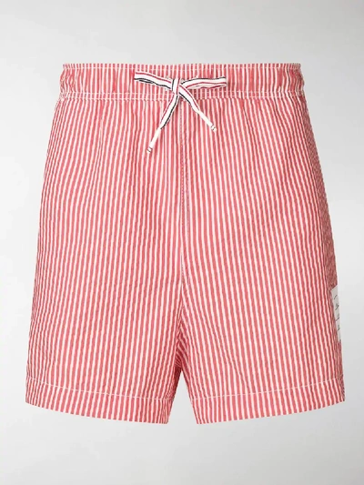 Shop Thom Browne Striped Swimming Shorts In Red