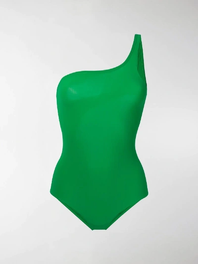 Shop Isabel Marant Étoile One Shoulder Swimsuit In Green