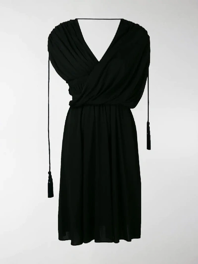Shop Lanvin Draped Asymmetrical Dress In Black