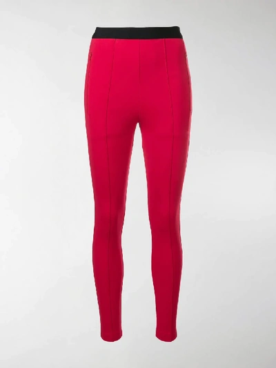 Shop Balenciaga Logo-waistband Leggings In Red