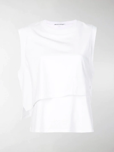 Shop Alexander Wang T Twisted Layered Tank Top In White