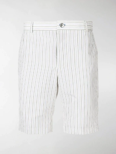 Shop Thom Browne Pinstripe Chino Shorts In White