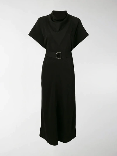 Shop Givenchy High Neck Belted Dress In Black