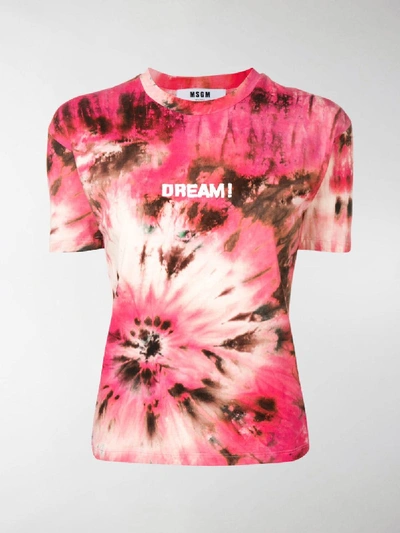 Shop Msgm Dream Print Tie-dye T-shirt In Pink