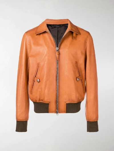 Shop Tom Ford Classic Collar Bomber Jacket In Brown